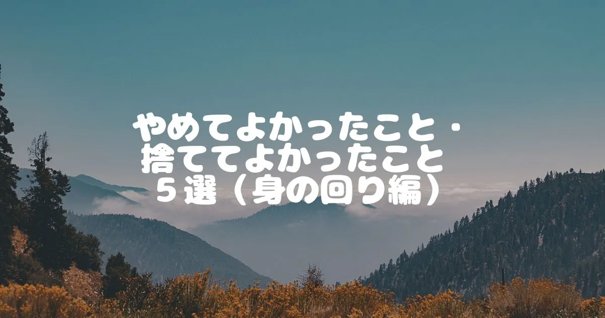 やめてよかったこと・捨ててよかったこと ５選（身の回り編）