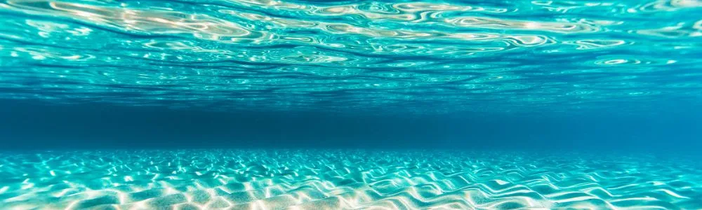 緑がかった青色の海中の光景