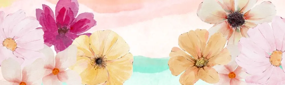 淡い色の背景にパステルカラーの花々の画像